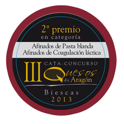 Segundo Premio Afinados de Pasta Blanda, afinados de coagulación láctica en la Cata-Concurso de la Feria de Biescas 2013 al Río Vero
