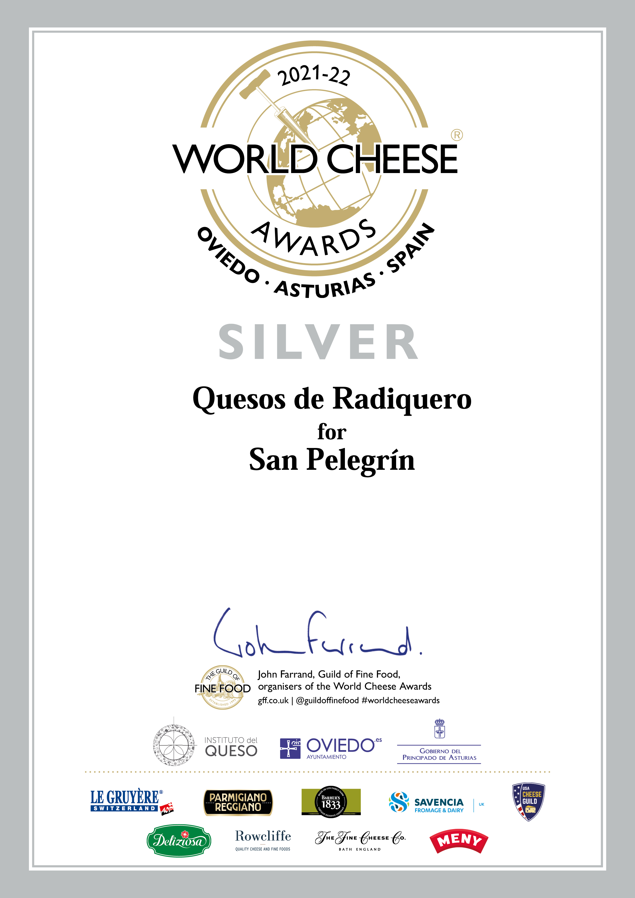 World Cheese Awards 2021 plata